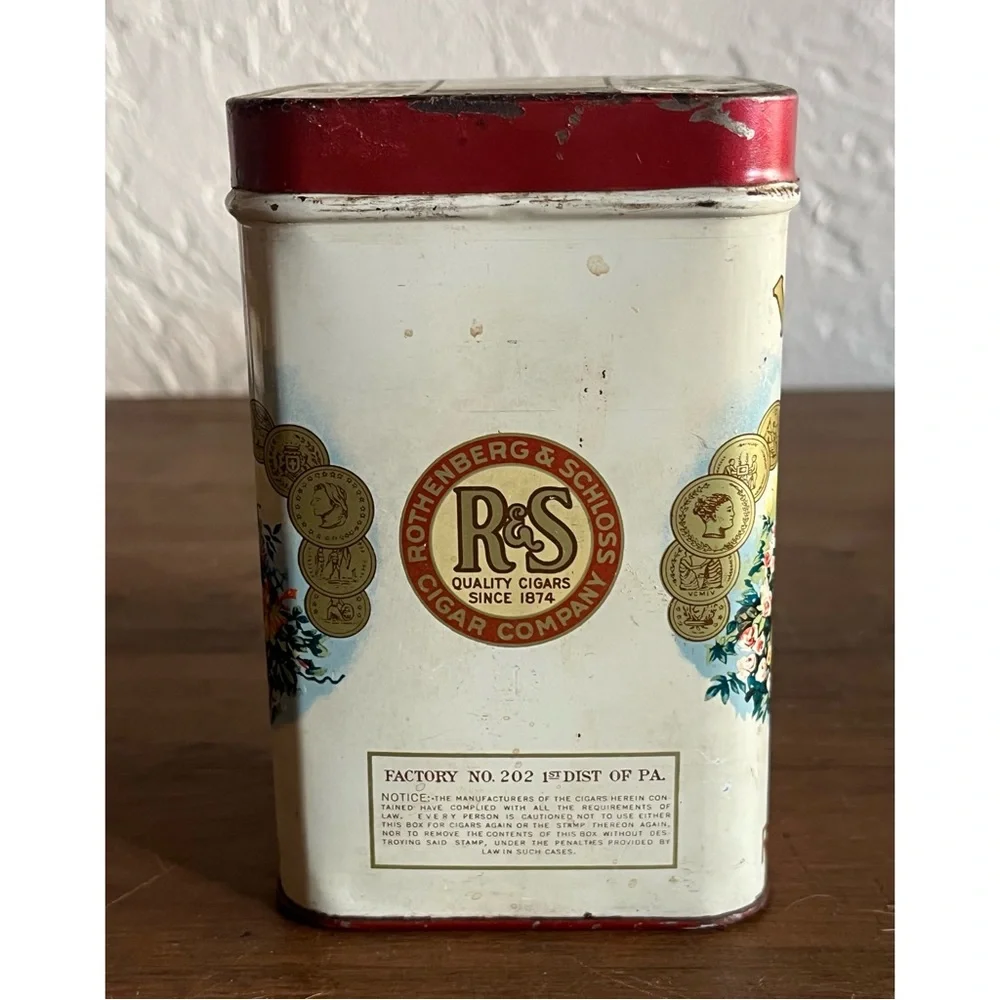 🌹La Resta brand Vintage Rothenberg & Schloss Cigar Tin Box Humidifier Antique🌹 - Picture 4 of 16